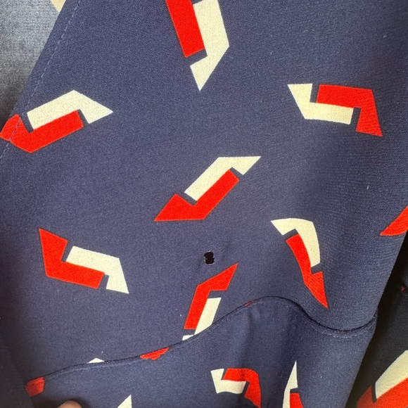 Moda International Navy Blue Wrap Dress with Red and White Pattern 4 - Picture 5 of 9